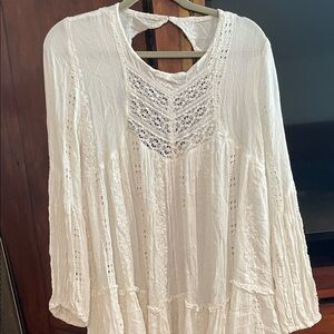 Free People Cream Lace Detail Blouse